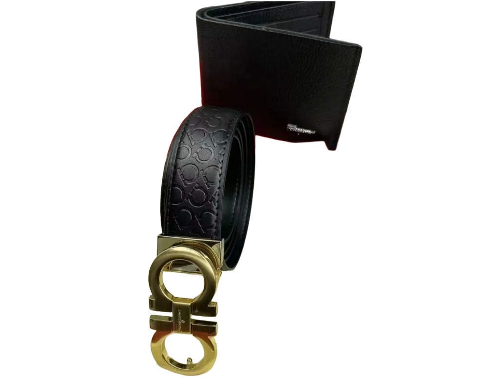 Salvatore Ferragamo Belt and Wallet Golden