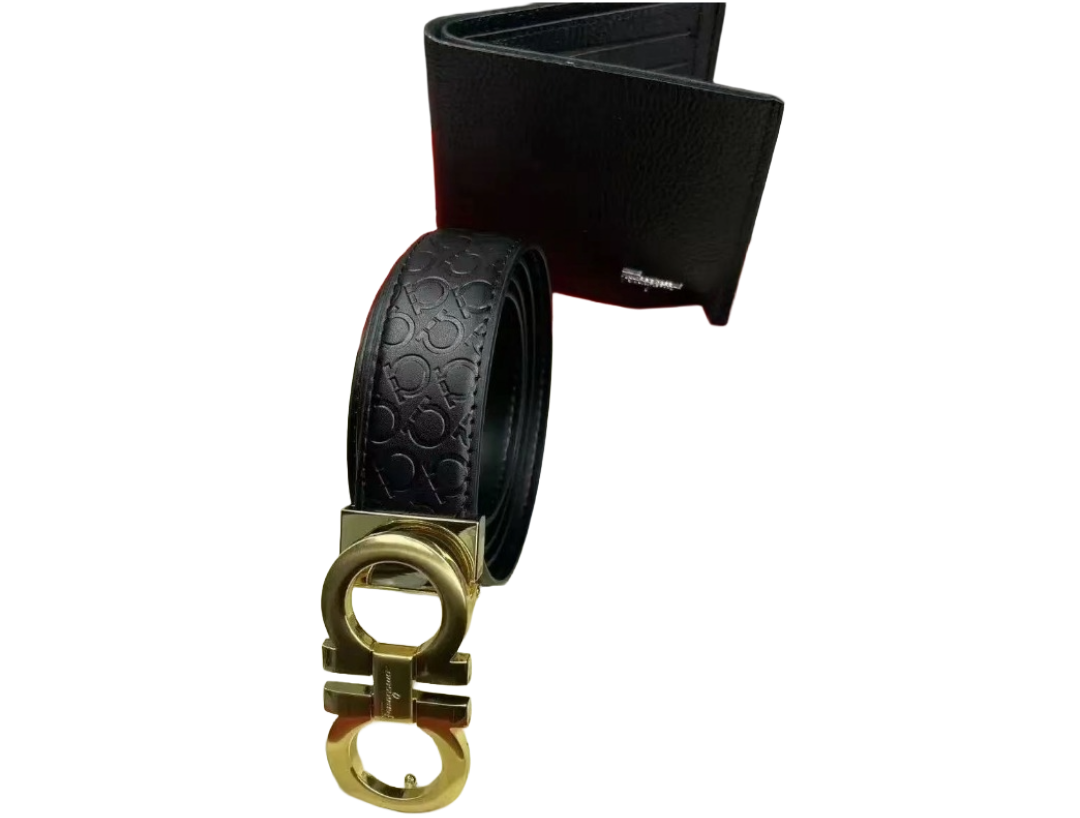 Salvatore Ferragamo Belt and Wallet Golden