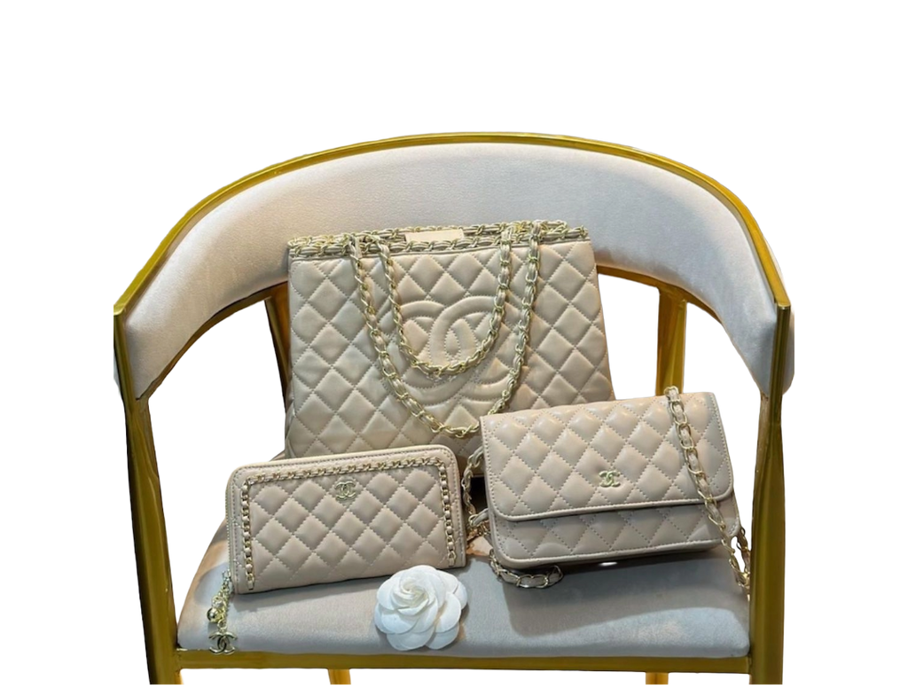 Chanel quilted beige