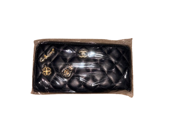 Chanel Black Zippy Lucky Charms Quilted Long Wallet