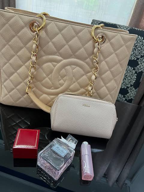Chanel quilted beige